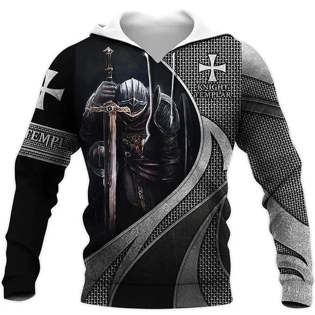 Christianartbag Clothing, Knight Templar Armor Jesus God Guard, Christian 3D T-Shirt, Christian 3D Hoodie, Christian 3D Sweater, Unisex 3D T-Shirt.