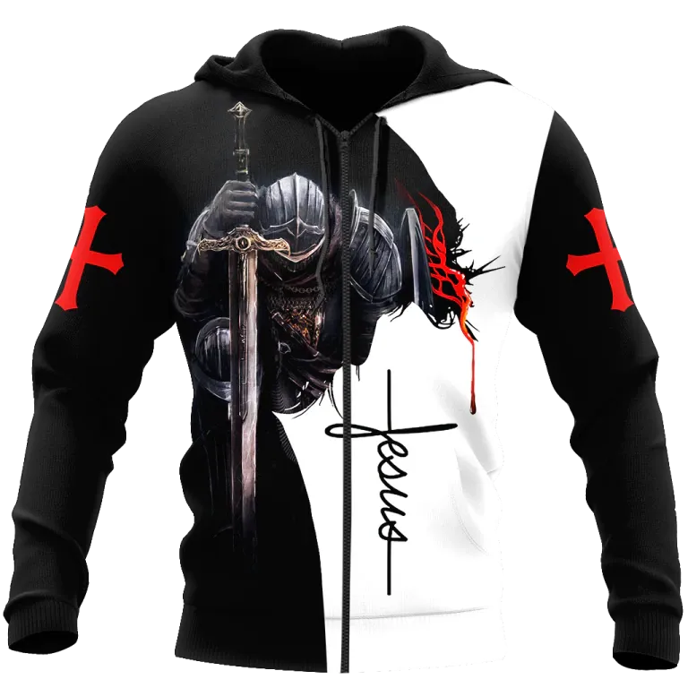 Christianartbag Clothing, Knight Templar Armor Jesus God Guard, Christian 3D T-Shirt, Christian 3D Hoodie, Christian 3D Sweater, Unisex 3D T-Shirt.