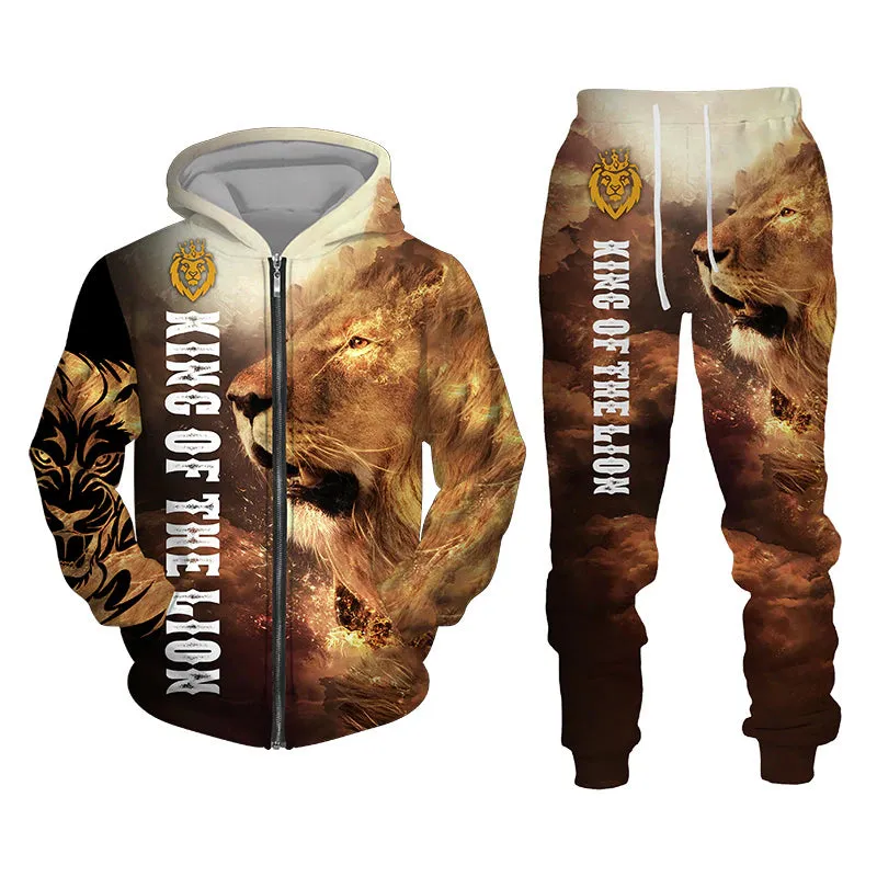 Christianartbag Clothing, Unisex Set Zip Hoodie Lion King 3D, Christian 3D T-Shirt, Christian 3D Hoodie, Christian 3D Sweater, Personalized Hoodies.