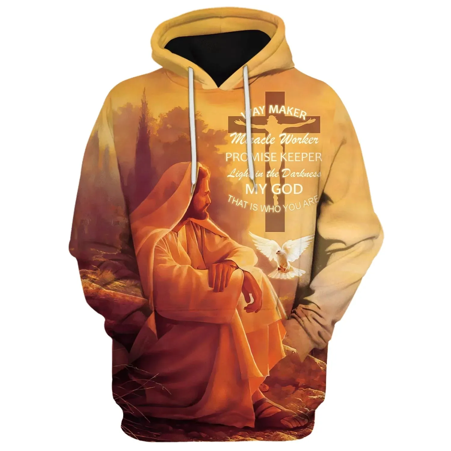 Christianartbag Clothing, Way Maker Miracle Worker Promise Keeper Light In The Darkness My God, Christian 3D Hoodie, Christian 3D Sweater, Personalized Hoodies.