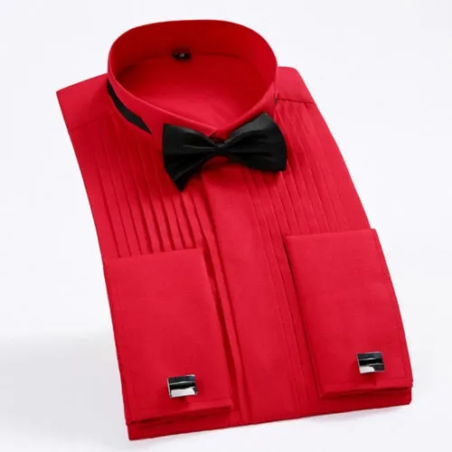 Men's Fashion Dress Shirt With Bow Tie Up To 4XL