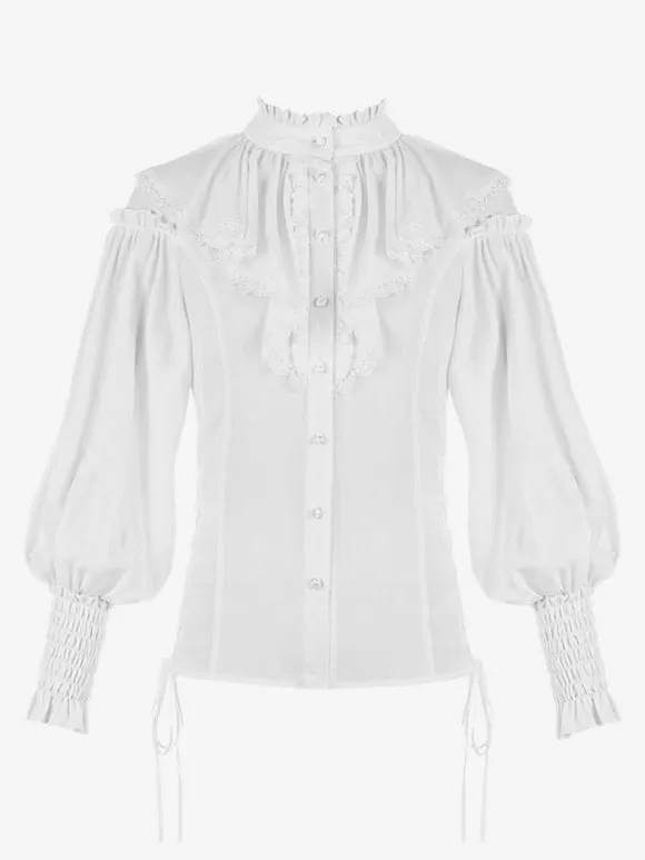 ROCOCO Style Lolita Blouses Ruffles Long Sleeves Blouse Lolita Top White Lolita Shirt