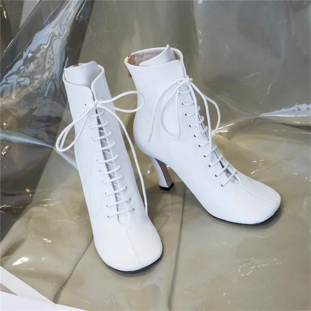 Round toe lace up Ankle Boots for women