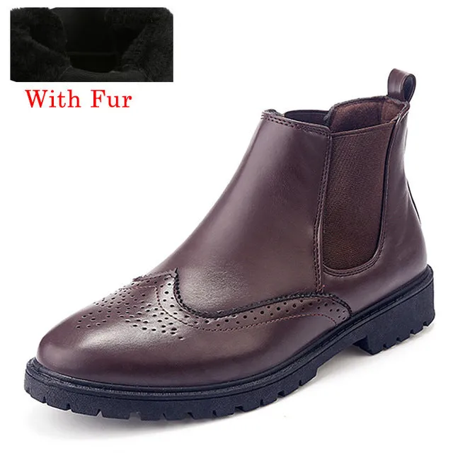 Winter Men Chelsea Boots Artificial Leather Boots Men Shoes Ankle Cowboy Boots For Men Winter Shoes Botas Hombre Erkek Bot